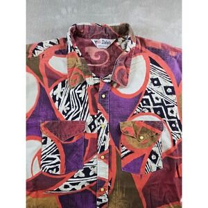 Vintage Dales Shirt Mens 2X Painted Sierra Snap S/S Abstract USA Made *Read